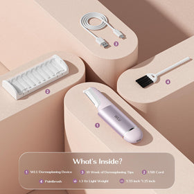 WLU Dermaplane Razor purple rechargeable battery enables cordless use