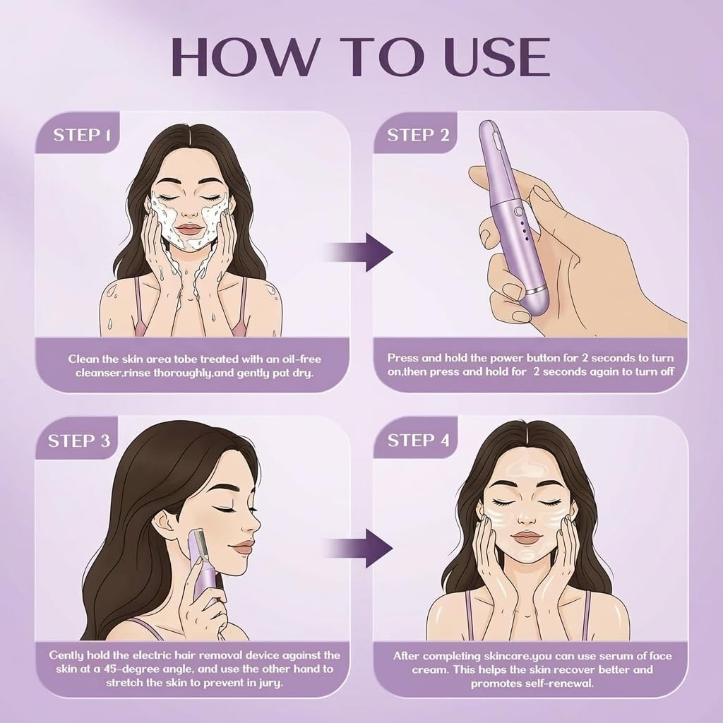 WLU Dermaplane Razor purple skin-smoothing demonstration for smoother complexion