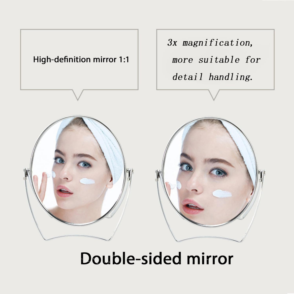 WMugthome 1x/3x magnification mirror in silver for close detail and grooming