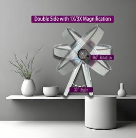 WMugthome portable round mirror in silver for table or wall placement