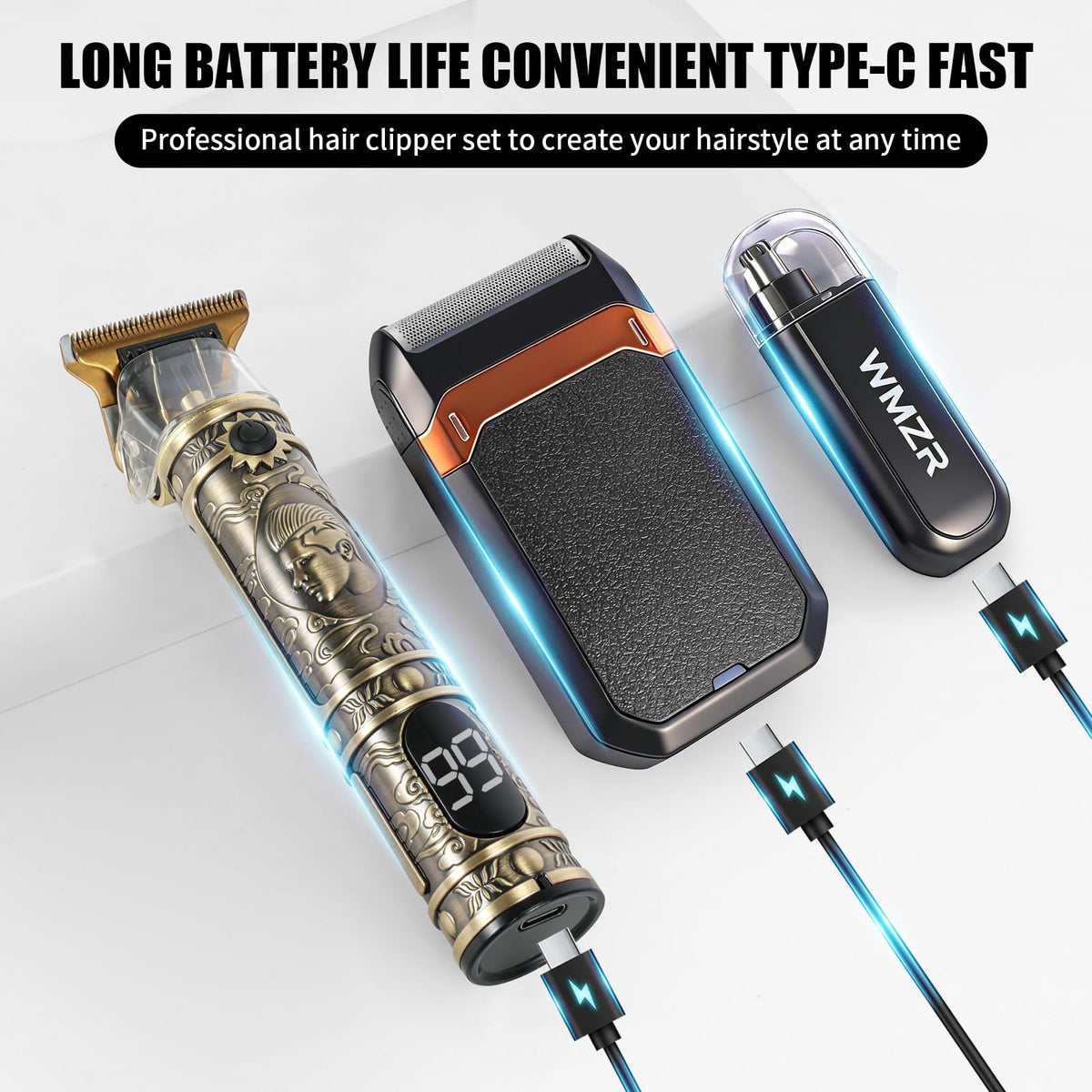 WMZR grooming kit USB charging supports cordless use