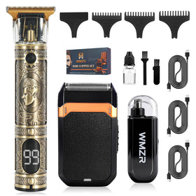 WMZR hair trimmer set package view for home or travel grooming