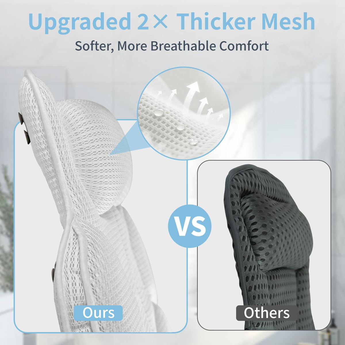 Wnfou quick-drying breathable fabric bath pillow resists moisture and odors.
