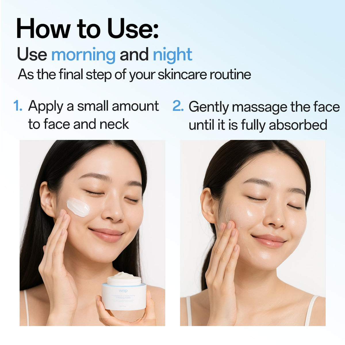 WNP Peptide and Collagen cream texture close-up promotes firming care.