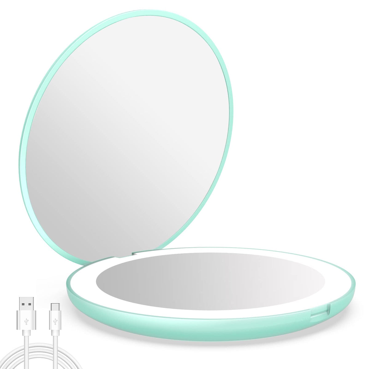 WOBSION 10x magnifying mirror close-up with LED lighting for precise grooming