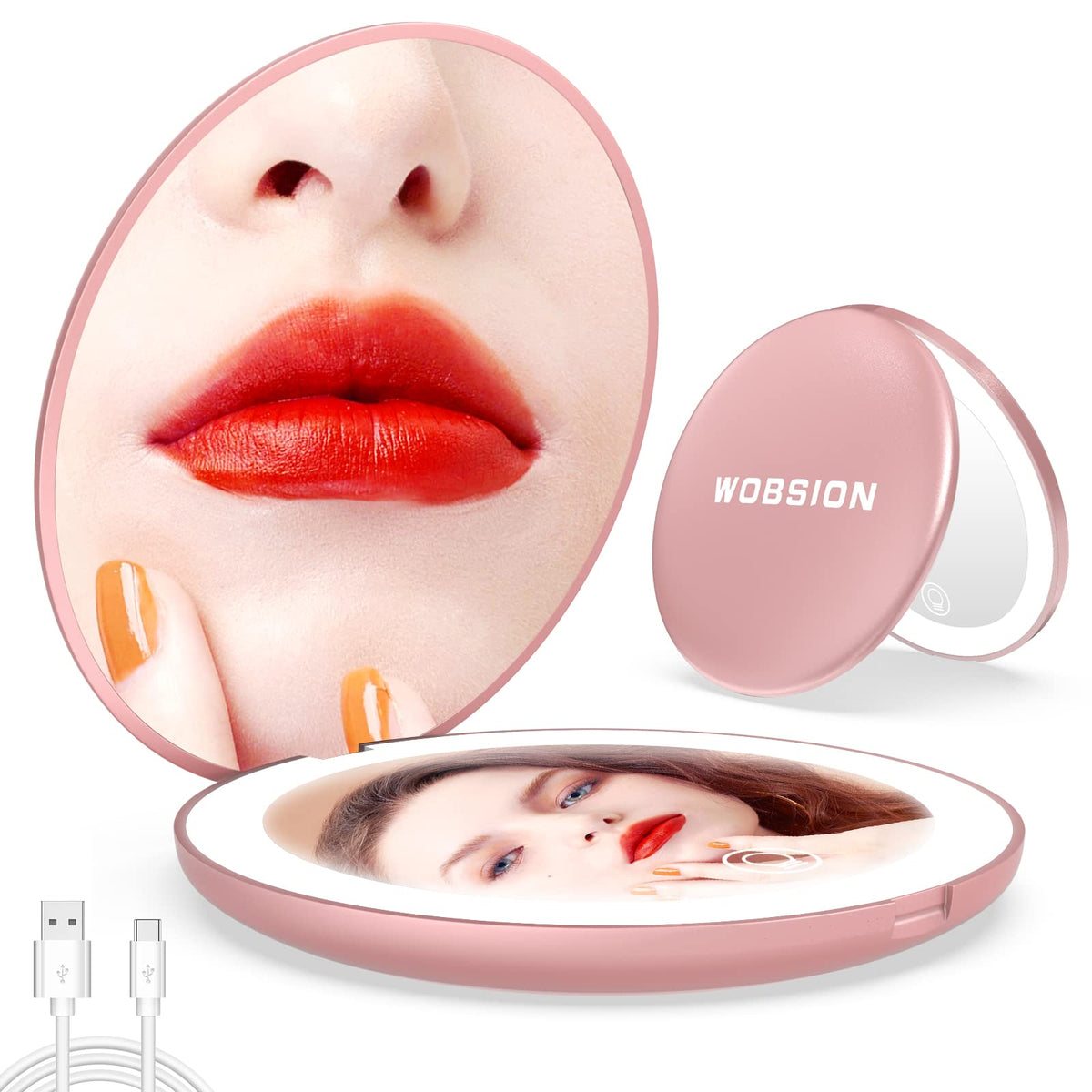 WOBSION 10x magnifying tabletop mirror front view for precise makeup