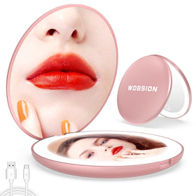 WOBSION 10x magnifying tabletop mirror front view for precise makeup