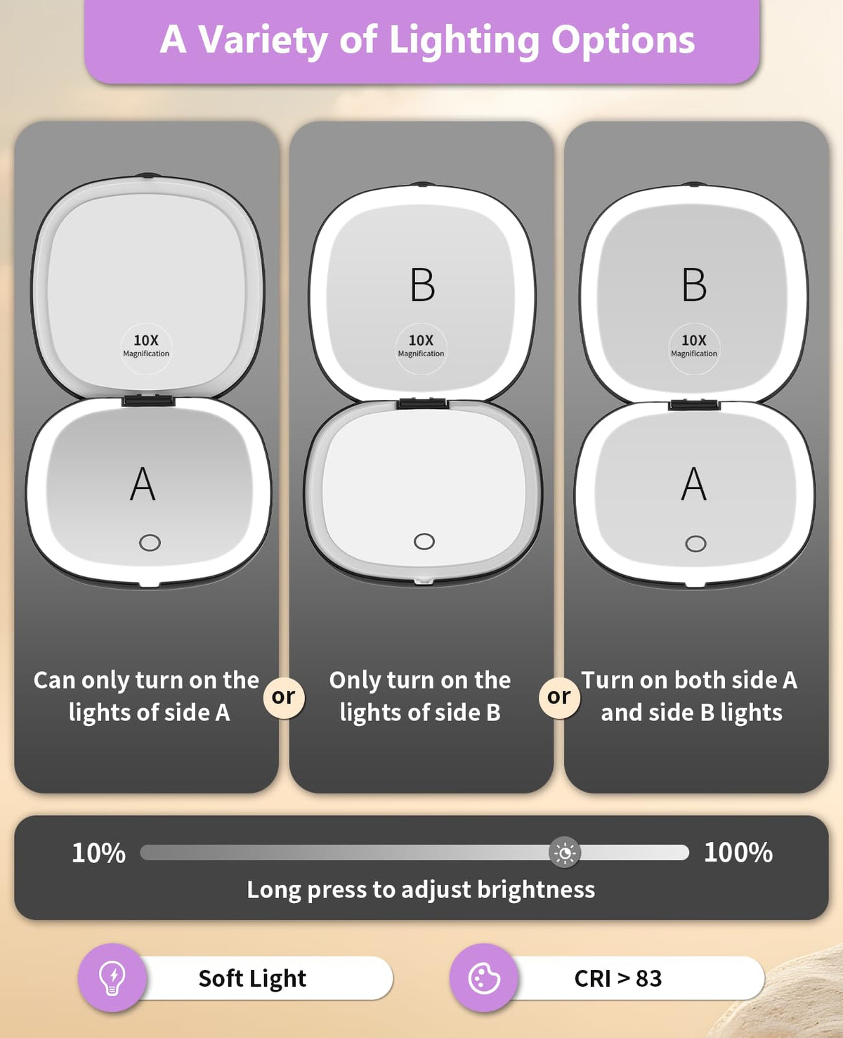 WOBSION double-sided LED mirror with versatile lighting options