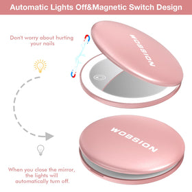 WOBSION magnetic switch vanity mirror for easy on and off
