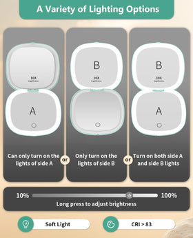 WOBSION rechargeable mirror with touch dimming for tailored brightness.