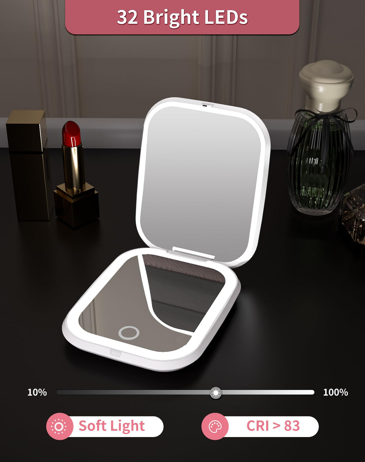 WOBSION 1x side for full-face makeup with clear view in daily routine.
