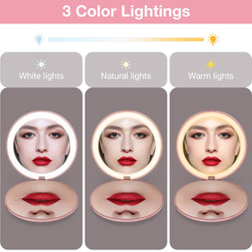 WOBSION table mirror with 3-color temperature lighting for accurate tone