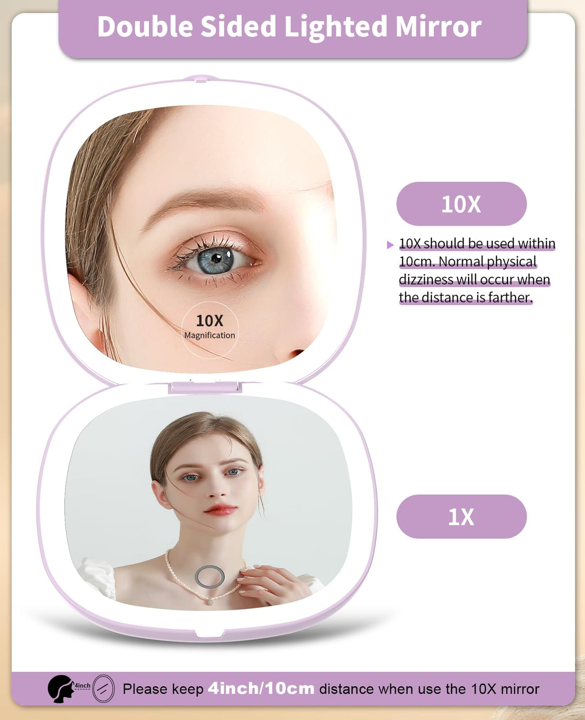 WOBSION 1x/10x two-sided mirror highlights detail for flawless application