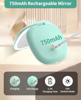 WOBSION travel mirror with dual lighting boosts visibility during makeup.