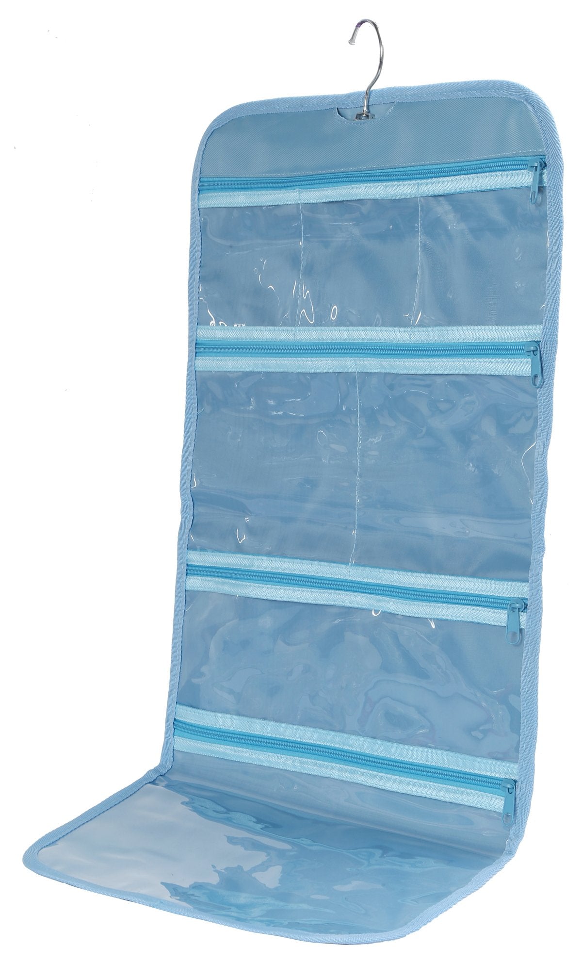 Wodison foldable clear hanging travel toiletry bag blue keeps cosmetics visible for quick packing