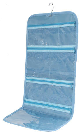 Wodison foldable clear hanging travel toiletry bag blue keeps cosmetics visible for quick packing