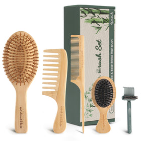 Woduelka bamboo paddle detangler brush for smooth hair and scalp comfort.
