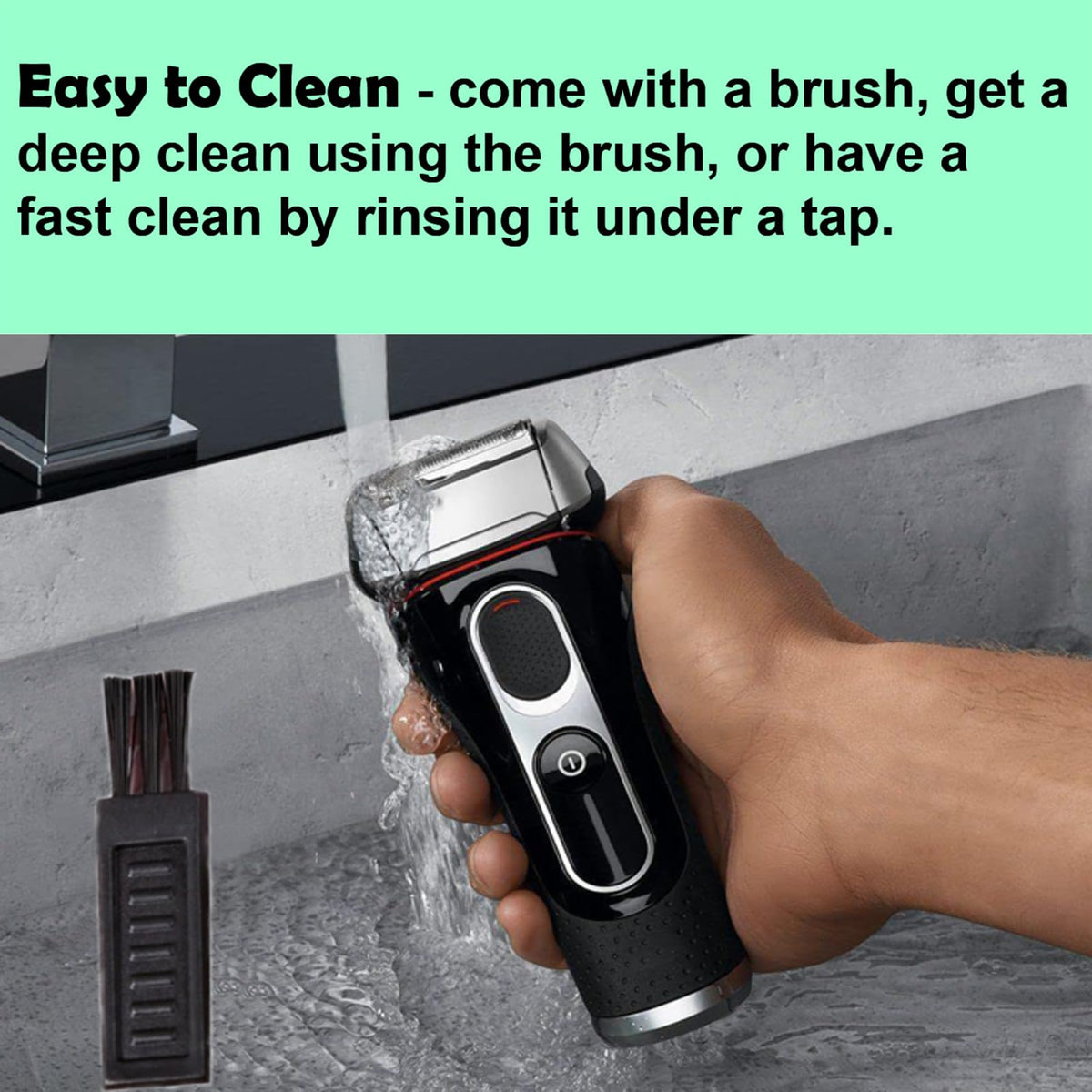 WOERGG Series 5 head in use on face delivering a close, comfortable shave