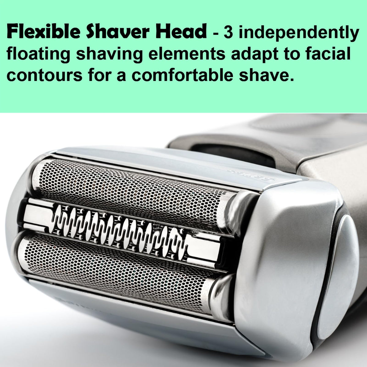WOERGG Series 5 52S head side view highlights flexible shaving elements for contour following