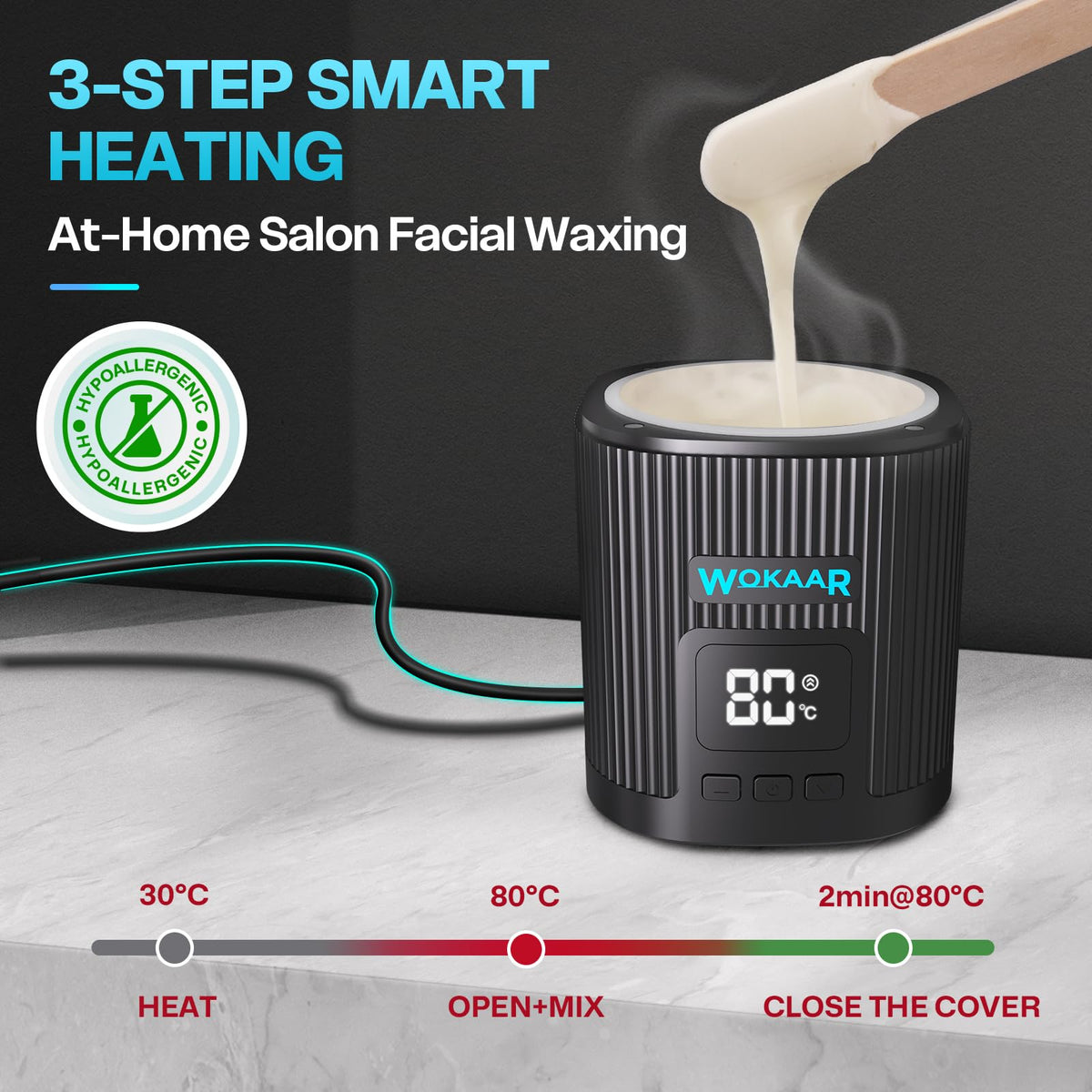 Wokaar ear shields and ear plugs protect ears during waxing.