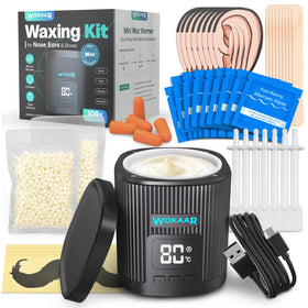 Wokaar wax warmer setup for quick at-home waxing sessions.