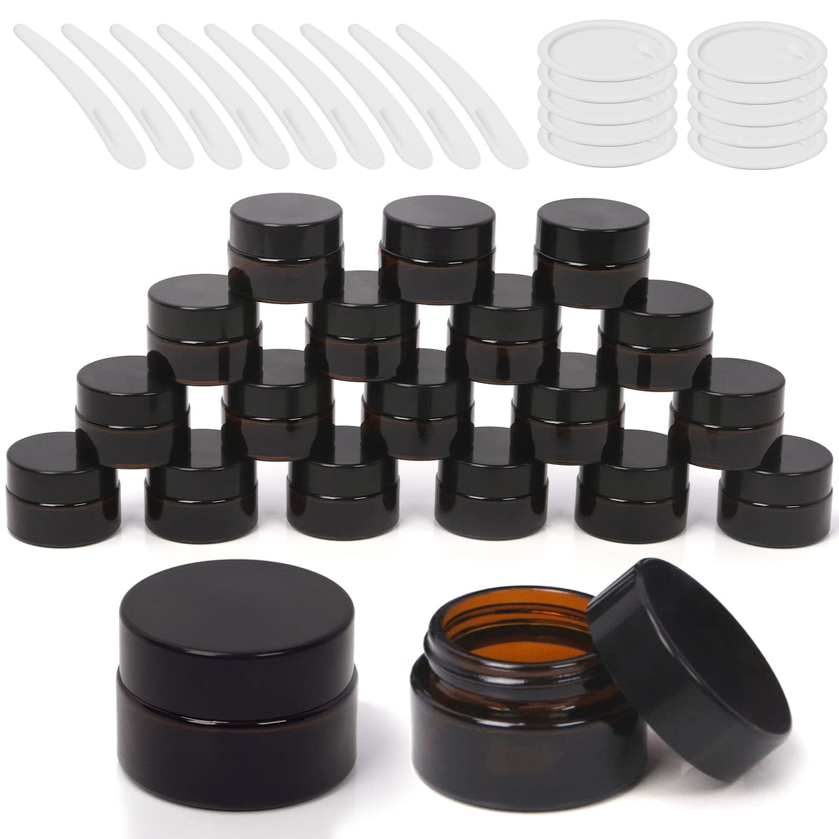 Wokape 15ml amber glass jar with black lid shields contents from light.