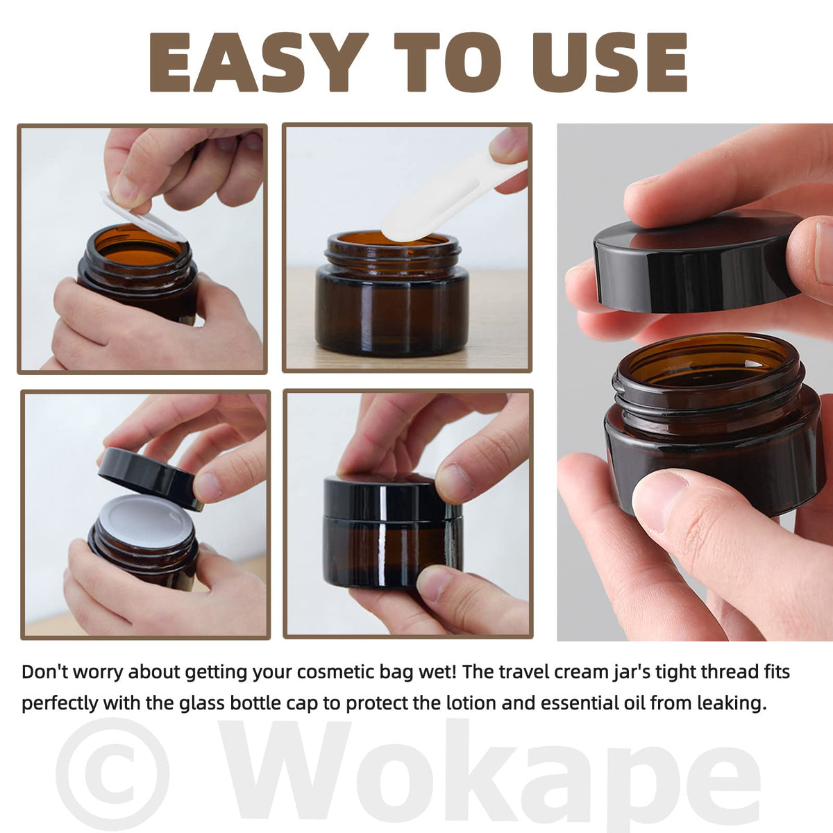 Wokape amber glass jar storing cream safely and neatly.