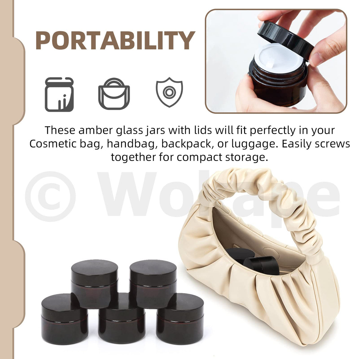Wokape compact cosmetic storage kit shown for travel or daily use.