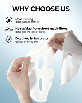 Wokatta bio-collagen mask provides lifted, firmer-looking skin feel.