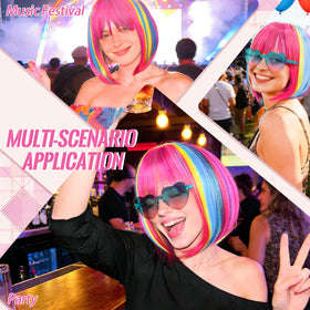 WOKNOW neon party look wig set, easy styling for quick costume changes.