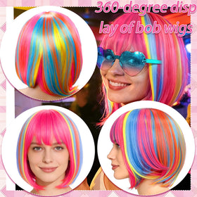 WOKNOW rainbow wig cap, breathable base for secure wear.