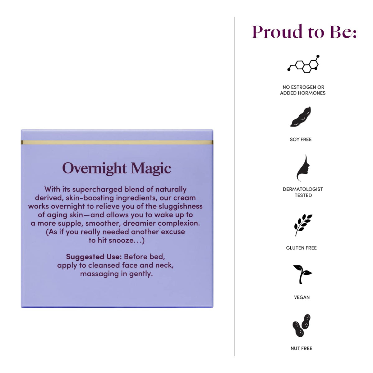 Womaness Overnight Magic cream swirl showcases luxurious non-greasy finish.