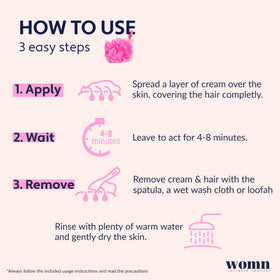 Womn 90% natural-origin formula supports gentle, skin-friendly hair removal.