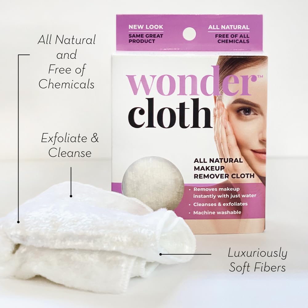 Wonder Cloth being used with water to remove makeup from face.