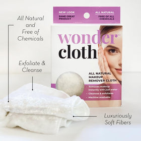 Wonder Cloth Pack 3 water-only removal demo highlights gentle, chemical-free makeup removal.