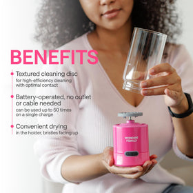 WONDER FAMILY portable holder stand pink keeps tools organized between cleans.