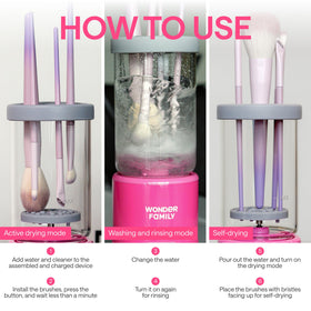 WONDER FAMILY silicone disk rotation action shows deep cleaning capability.