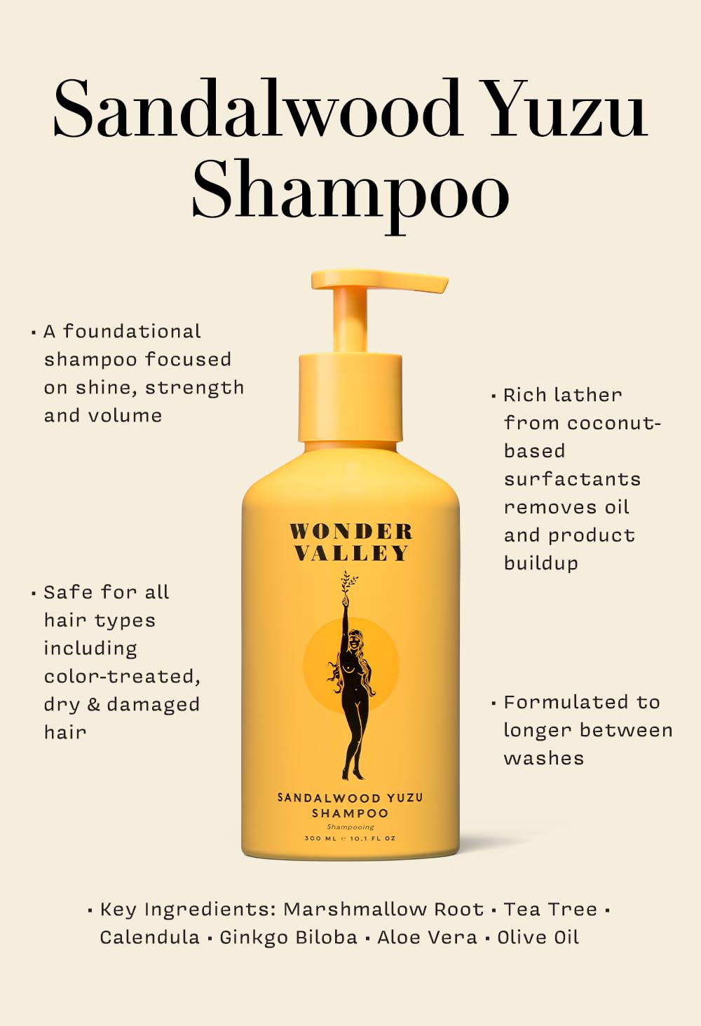 Wonder Valley olive oil ingredient highlight enriching hair with natural shine.