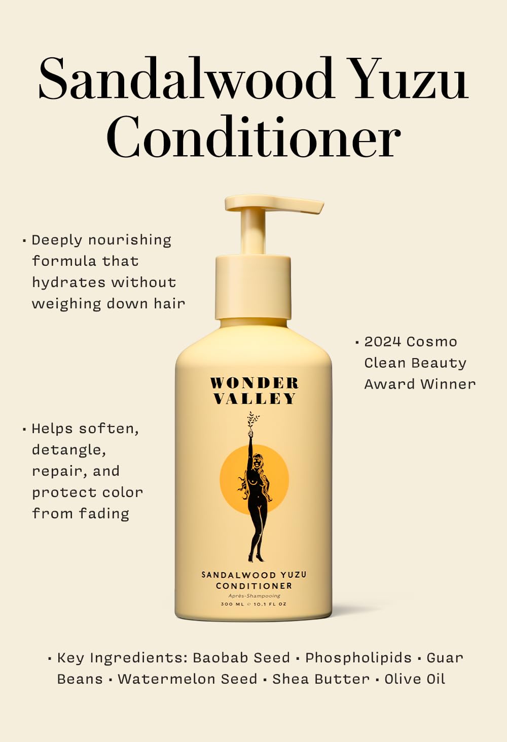 Wonder Valley scent profile with sandalwood, yuzu, tangerine and cedar notes.