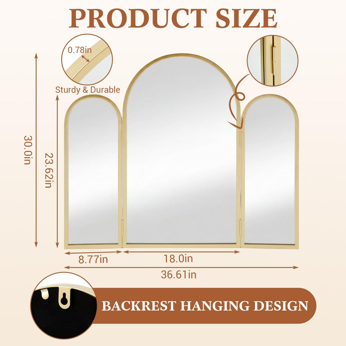 Wonderjune arched vanity mirror adds elegant focal point to any room.