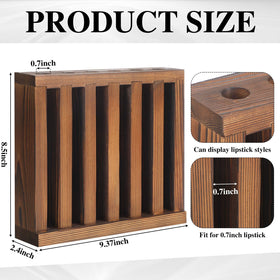 Wonderjune wooden lipstick holder top view shows compact footprint for shelf use.