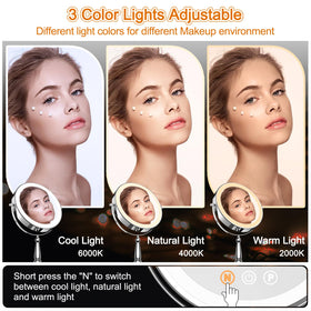 WOOCICA LED lighting offers warm to cool tones for accurate makeup shade matching