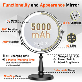 WOOCICA vanity mirror with 3-color lighting for adaptable environments