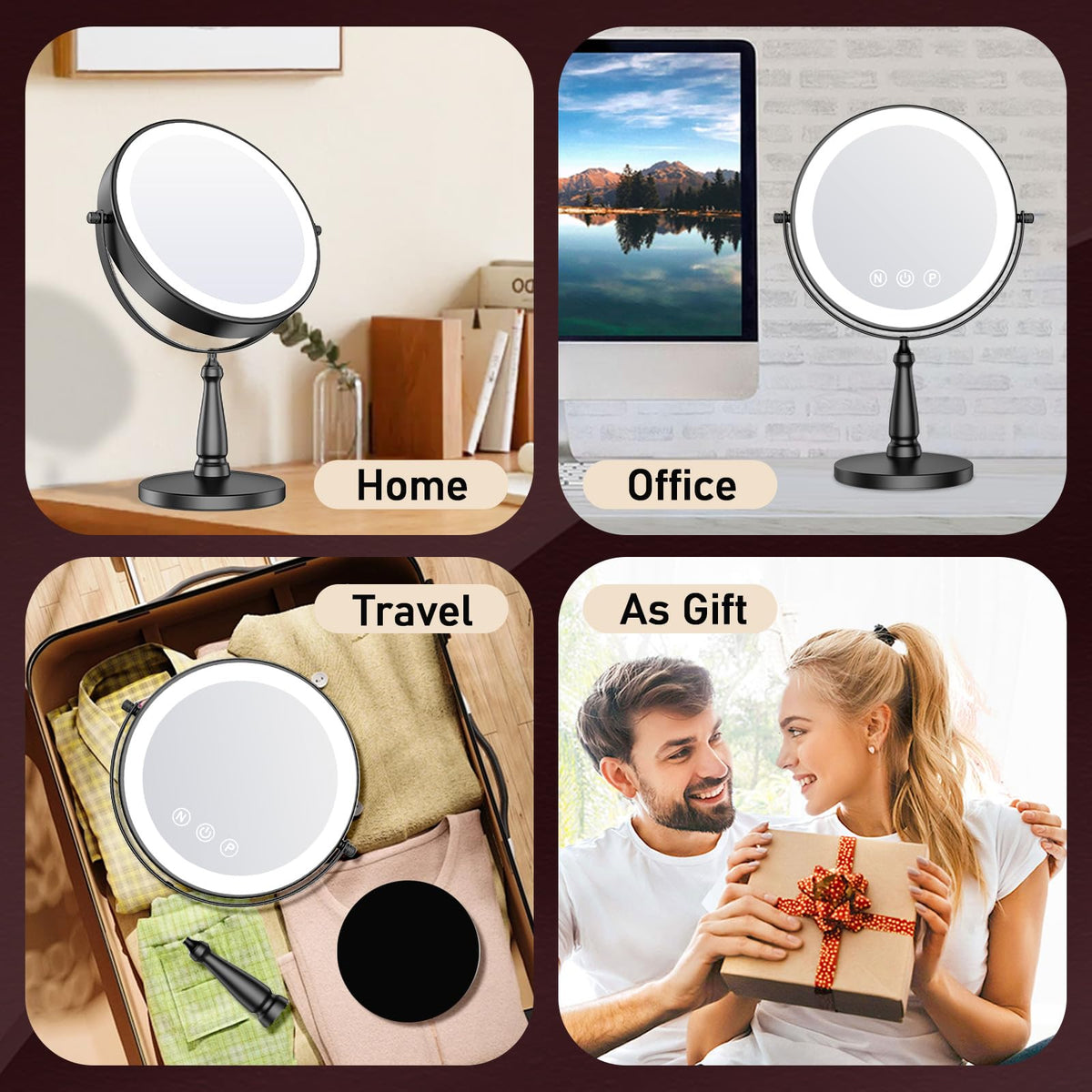 WOOCICA lighted mirror features auto shut-off and memory for convenience