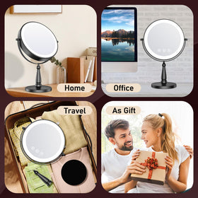 WOOCICA lighted mirror features auto shut-off and memory for convenience