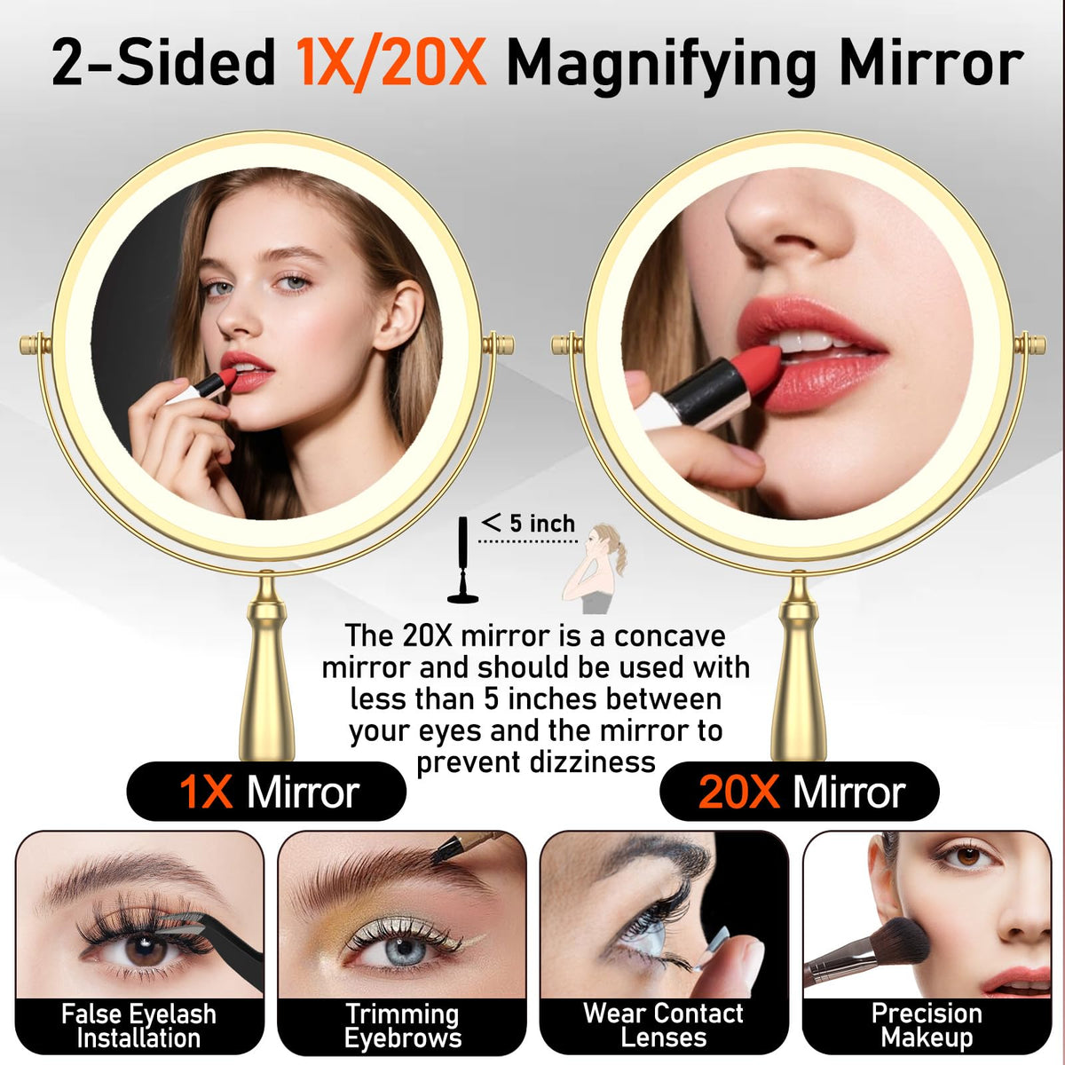 WOOCICA 5000mAh rechargeable mirror for extended use