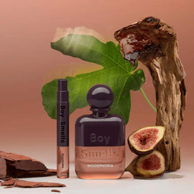 Woodphoria on vanity exuding warm, radiant woody floral vibe.