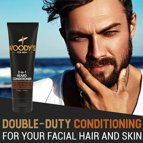 Woody's beard conditioner cream texture swiped on, creamy hydration for facial hair.