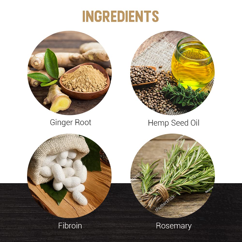 Blended ginger and rosemary strengthen strands in Woody's formula.