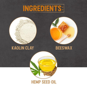 Brand label on Woody's Hair Clay jar signaling premium matte styling.